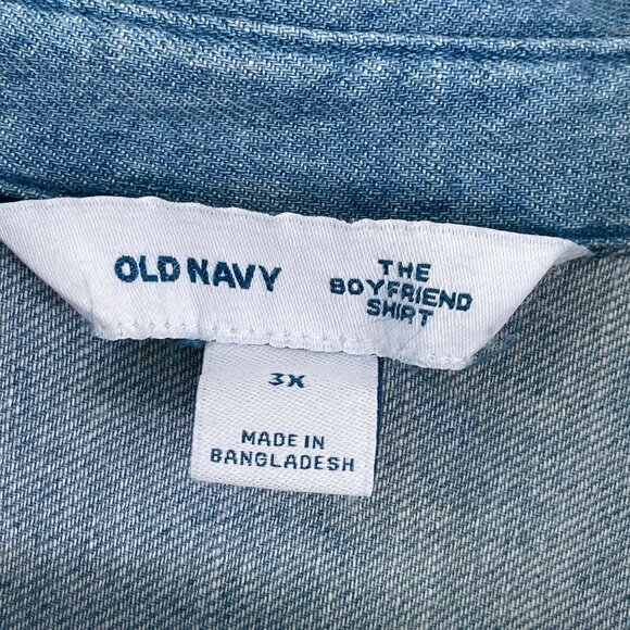 NEW Old Navy Womens Plus 3X Boyfriend Shirt Chambray Denim Relaxed Button Up Top - Picture 4 of 10